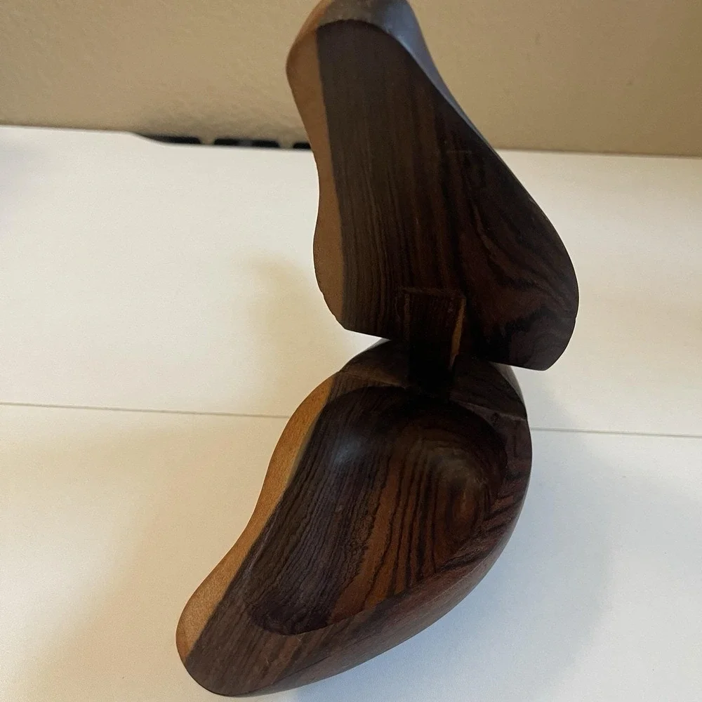 Vtg Mcm Hand Carved Wood Duck Trinket Box Hinged Sculpture Folk Art 1960's